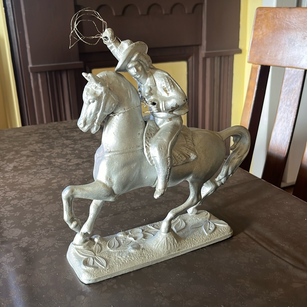 Antique Military General Custer on Horseback Cast Aluminum Statue